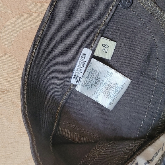Rag & Bone Women'sHalifax Army Green Skinny Jeans Pant Genuine Leather Panels 28 - Picture 6 of 8